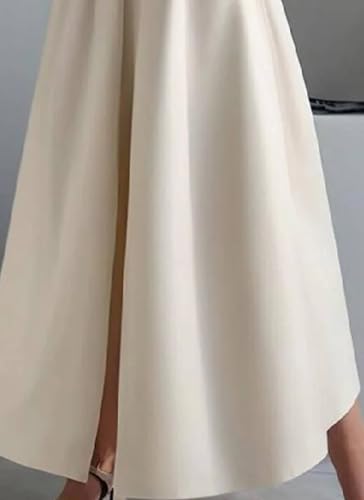 Women's Apricot Solid Long Sleeve Collared Maxi Shirt Dress with Belt and Side Slit Elegant 2025 Summer Fashion Clothes3