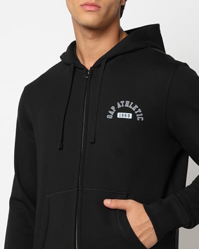 Image of Gap Men Graphic Printed Regular Fit Full Sleeves Hooded Sweatshirt