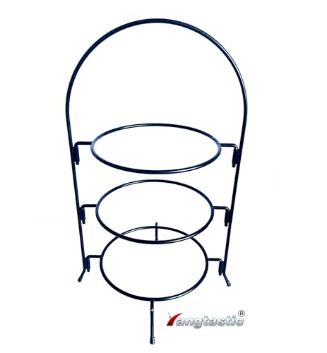 Yangtastic® Demountable 3 Tier Metal Cake Stands with Rubber Feet Fit Plates up to 230mm | Reusable Stackable Afternoon High Tea Stand Cupcake Fruits Rack Party Tableware Food Display Set Holder