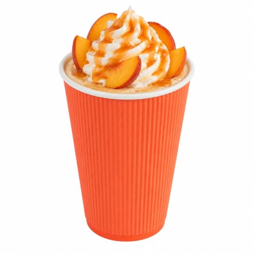 Restaurantware Ripple Wall Coffee Cups 500 Count 16 Ounce Insulated Tangerine Orange Paper Cups, Rolled Rim Spill-Resistant Disposable Paper Non-Slip for Coffee, Beverages