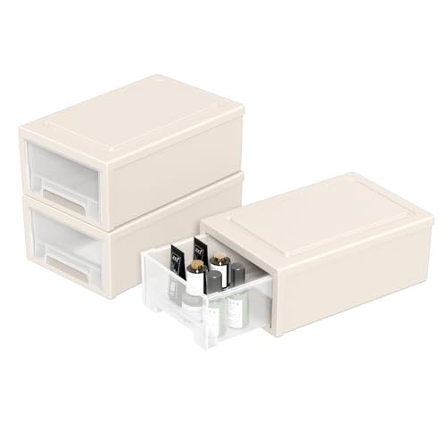 Afromy 6 Quart Stacking Chest Storage Schublade Box, Desktop Stacking Frontbox Unit, 3 Packs