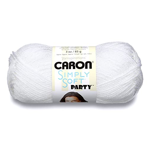 Caron Simply Soft Party Snow Sparkle Yarn - 3 Pack of 85g/3oz - Acrylic - 4 Medium (Worsted) - 164 Yards - Knitting/Crochet