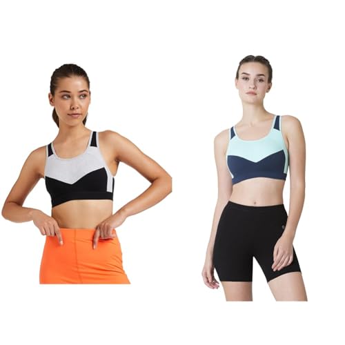 Image of Van Heusen Women's Cotton Sports Bra | Racerback | Medium Impact | Anti‑Bacterial Tech | Keeps you dry and Fresh | Sweat Absorbent | Ideal for Workout & Gym | Lightly padded | Slip -on Bra| Style 44004|Available in Pack of 1 & 2