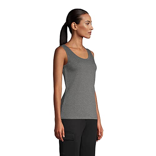 Lands' End Womens Cotton Tank Top Charcoal Heather Tall Medium #TOP2