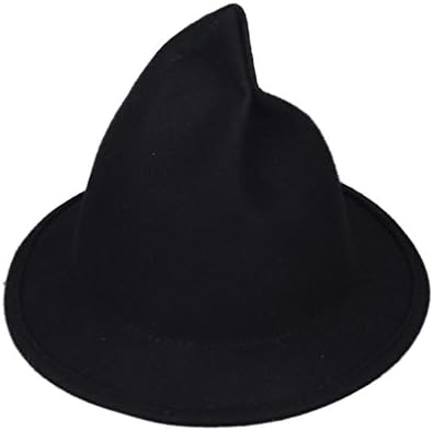 Bigood Winter Women Steeple Wool Piles Sharp Pointed Witch Hat 53-54cm Black