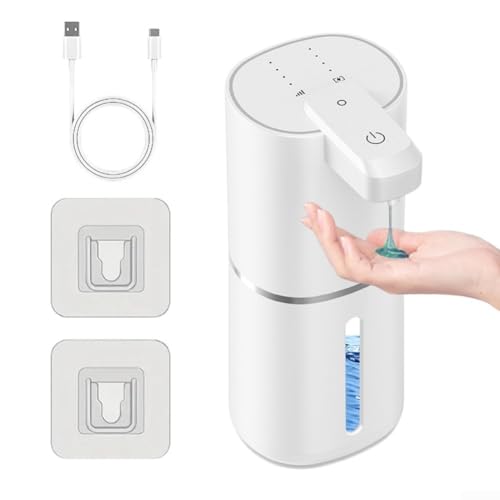 Image of Durashmall USB Automatic Soap Dispenser 1200mAh Rechargeable Electric Hand Dispenser with 4 Adjustable Levels IPX5 Waterproof 380ml Touchless Foaming Soap Pump for Kitchen(Liquid-White)