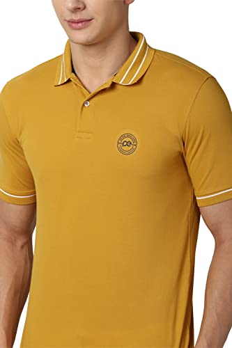 Image of Peter England Men's Regular Fit Insignia Half Sleeve Polo T-Shirt | Cotton Rich | Premium Pique Weave