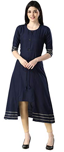 Image of Leriya Fashion Designer Slub Cotton Fully Stitched AnarklaiKurti for Women & Girls on Jeans Palazzo or Skirt