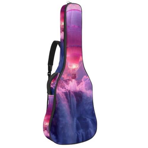 Sac pour guitare rose à motif montgolfière idéal pour aller en cours