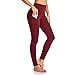 Occffy Leggings Mujer Deporte Cintura Alta Mallas Pantalones Deportivos Leggins con Bolsillos para Yoga Running Fitness y Ejercicio Oc01 (Rojo Profundo, XXL)