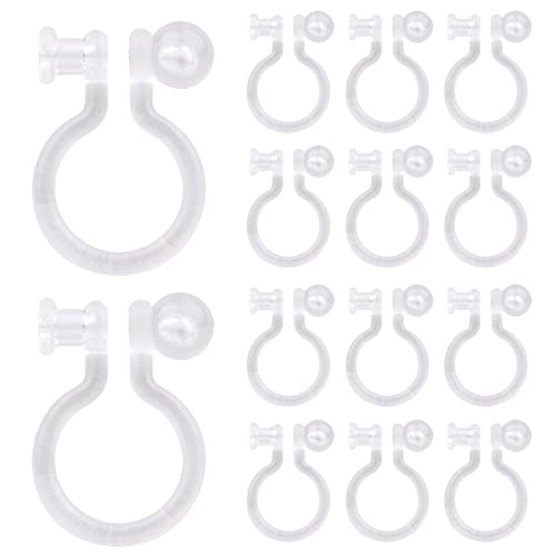 20 Pieces Clear Clip-on Earring Converters Component Resin Earring Findings Fit 0.75mm Pins for Non-Pierced Ears DIY Earring Making Supplies