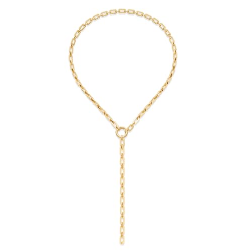 Chunky Gold Y Necklace for Women,Dainty Statement Long Chain 14k Gold Plated Lariat Necklace Summer Jewelry