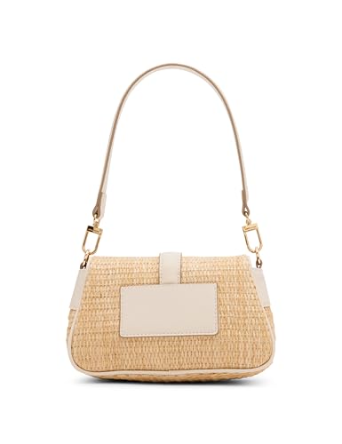 Anne Klein Womens Sculpted Buckle Flap Shoulder Bag, Parchment2