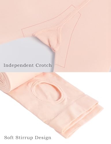 Phoeswan Stirrup Tights for Girls & Women, 60D Denier Ultra Soft Ballet Tights for Gymnastics, School, 1 or 2 Pairs/Pack4