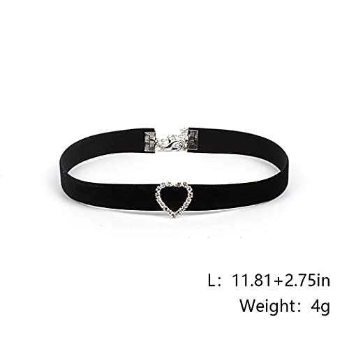 Acedre Black Choker Necklace Heart With Crystal Necklace Chains Adjustable Necklaces Jewelry Accessory For Women And Girls (Heart Shape) #TOP3