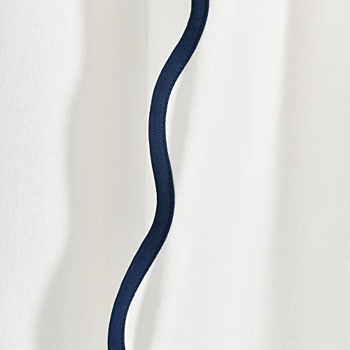 Image of Lush Decor Coastal Chic Scalloped Edge Light Filtering Window Curtain Panels Pair, 52 inch W x 84 inch L, Navy & White - White Curtains for Living Room - Coastal Decor (Pack of 8)