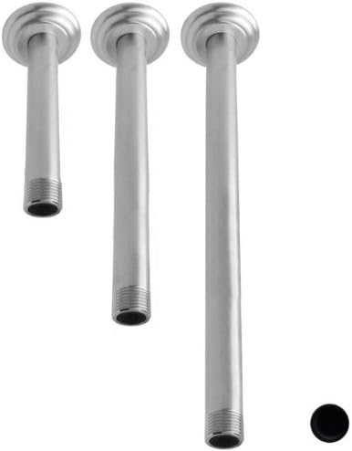 Ceiling Shower Arm with Heavy Duty Flanges - Powder Coat Flat Black - 24 Inches