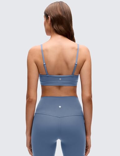 Image of CRZ YOGA Butterluxe V Neck Sports Bras | Light Support, Removable Pads, Yoga, Extremely Soft, Square Back, Adjustable Spaghetti Straps, for Women
