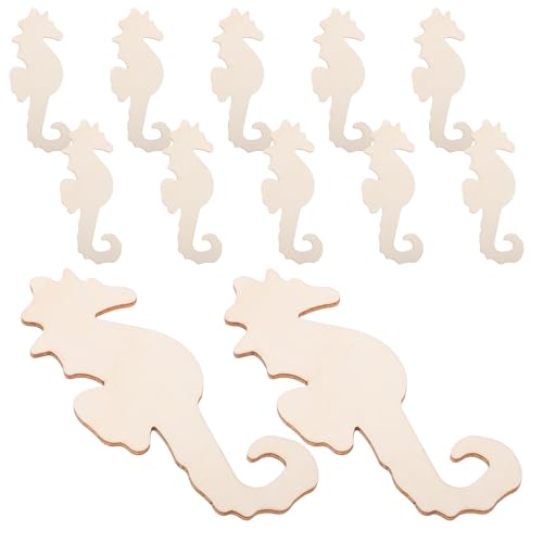 MINAOLULUS 24 Piezas de Recortes de Madera sin Terminar Forma de Caballito de Mar, Tableros Artesanales de Madera Maciza de 5 Pulgadas para Manualidades, Decoración de Pared y