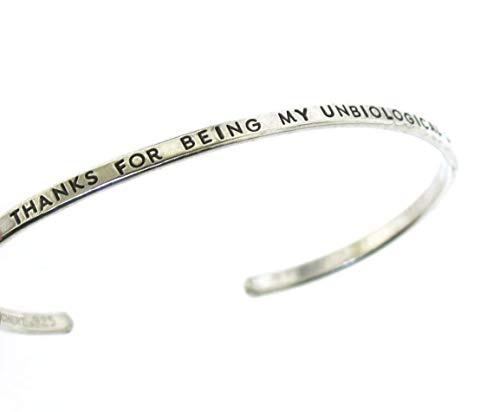 Thanks For Being My Unbiological Sister, Silver Cuff Bracelet, BFF Best Friend Jewelry