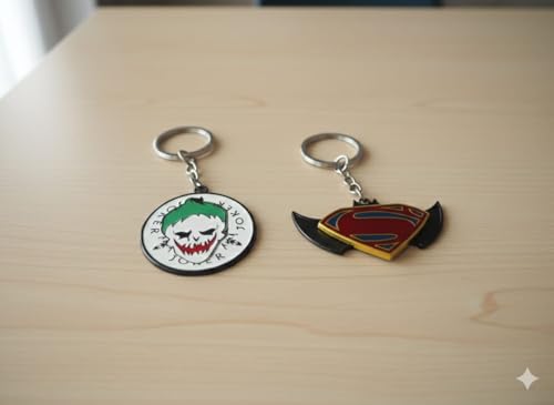 Image of MARVEL THOR Metallic SILVER Hammer,Stormbreaker /Axe & DR STRANGE,CAPTAIN AMERICA SHIELD Spinning KEYCHAIN,Heavy Quality Metal,Combo Pack for Kids Men Women Car Bike Home (BATMAN + SUPERMAN & JOKER)