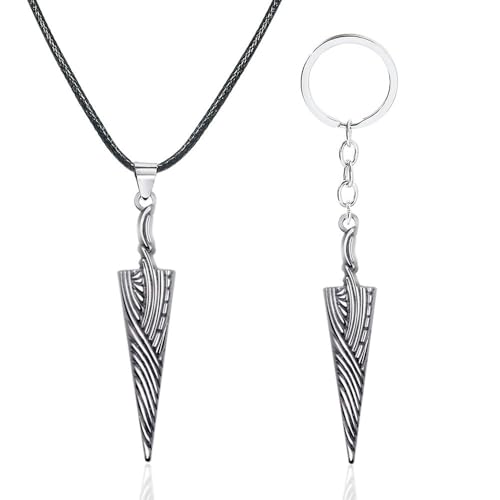 Image of Teemotutu Hollow Knight Necklace & Keychain Set - Knight Pendant Necklace and Sword Necklace Keychain Gift for Fans