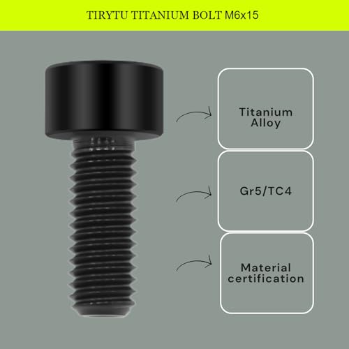 Image of M6x15 Titanium Bolts, Black, 4PC | Lightweight Design, Ideal for Humid /Salty Environments, Socket Head Hex Key No Washer, MTB /Road Bike Bolts