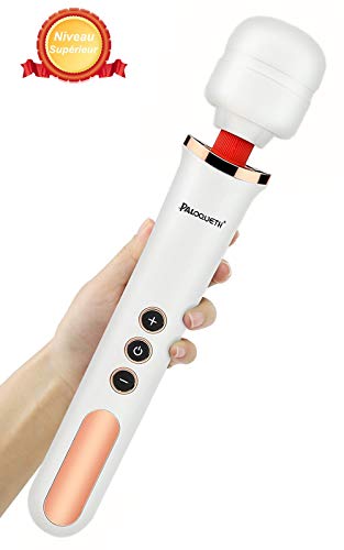 Wand Massager Masseur Sans fil, Masseur de Baguette en silicone avec 10 Fréquence Intense Vibration 8 Vitesse, pour le corps massage cou épaules dos