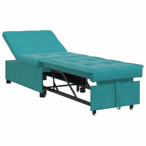 vidaXL Sofá Cama 3 en 1 extraíble Terciopelo Turquesa reclinable Ajustable Asientos para Sala de Estar y habitación de Invitados diseño Compacto