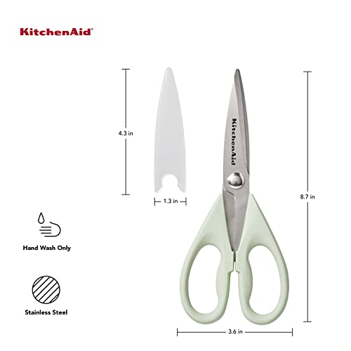 KitchenAid All Purpose Kitchen Shears with Protective Sheath Durable Stainless Steel Scissors, Dishwasher Safe, Soft Grip Comfort Handle, 8.72 Inch, Pistachio