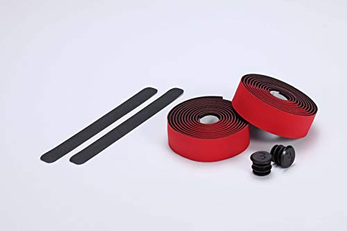 BBB Cycling Bike Handlebar Tape Road Bike Diamond Pattern For Strong Grip Shock Absorption Includes Handlebar Plugs FlexRibbon BHT-14, Red