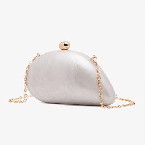 Image of Acrylic Shell Shaped Bag Luxury Marble Clutch Evening Purses for Women Glitter Handbag for Wedding Cocktail Party Prom