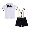 Leyeet Baby Jongens Formele Set Shirt met Strikje Jarretel Shorts