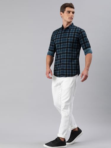 Image of Majestic Man Men Small Checkered Slim Fit Cotton Casual Shirt