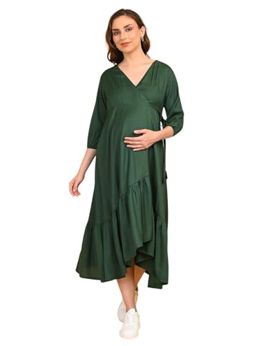 Image of The Mom Store Maternity and Nursing Wrap Dress for New Mom | Pre and Post Pregnancy Wear for Womens | Trendy Stylish Printed Friendly Dresses for Women | Comfortable