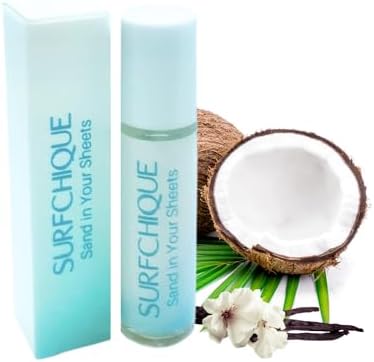 SURFCHIQUE Tropical Beach Perfume Oil Roll on Fragrance for Women with Coconut, Vanilla notes and touch of Mango & Papaya - Sand in Your Sheets