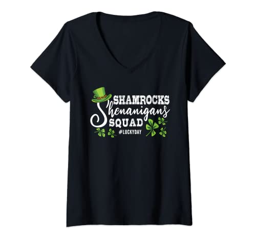 Mujer Funny Kids Shenanigans Squad Irlandés de Lucky Saint Patricks Camiseta Cuello V