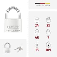 ABUS Vorhängeschloss Titalium 64TI/45 - Kellerschloss mit Schlosskörper aus Spezial-Aluminium - gehärteter Stahlbügel - ABUS-Sicherheitslevel 5 – Ansicht 5
