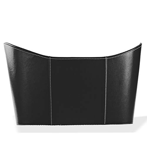 Holzkorb für Brennholz – Kaminholztasche aus Kunstleder in Schwarz und Braun