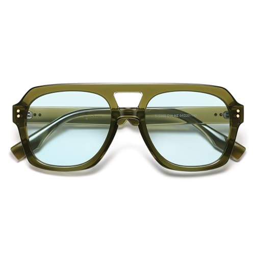 Image of SOJOS Retro Thick Polarized Aviator Sunglasses for Women Men, Large Trendy Bold Square Pilot Shades SJ2385