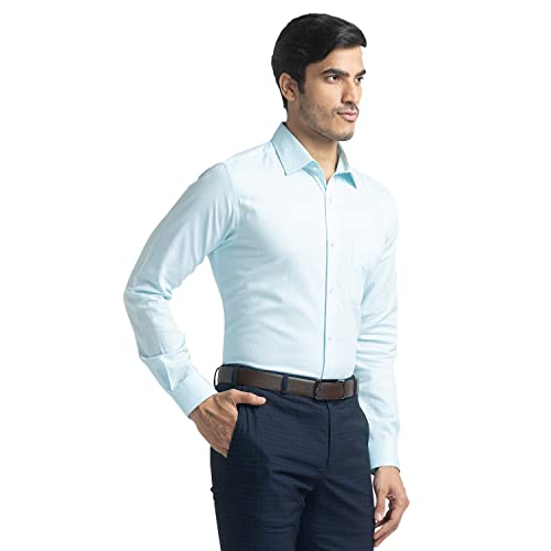 Image of Raymond Men's Pure Cotton Structure Pattern Slim Fit Semi Cutaway Collar Full Sleeve Formal Shirt