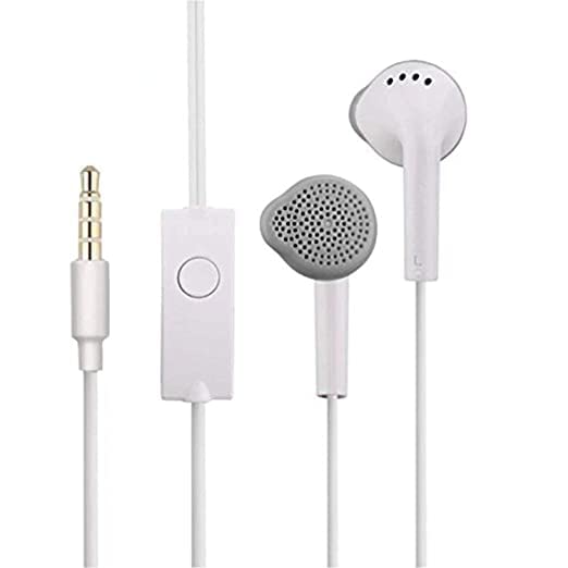 Headphone for Samsung Stereo Deep Bass Hands-Free Headset Earbud with Built in-line Mic, Call Answer/End Button, Music 3.5mm Aux Audio Jack. (Black Color) (Pack of 1) (White)