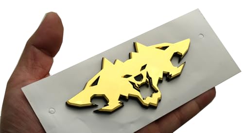 Image of Wolf Pack Emblems 3D Logo Car Badge Side Rear Styling Decal Sticker Compatible with Tesla Cybertruck Cyberbeast Motorcycles (Golden)