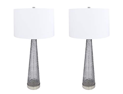 Buy 1 get 1 Creative Co-Op Transparent Bubble Glass Table Lamp with Metal Base, Set of 2, Dove Grey Finish, 2 Count