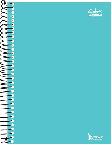 Caderno 10 matérias 200 folhas Azul turquesa Linha Colors Tamoio