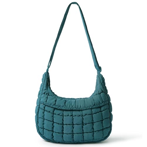 Image of Puffer Crossbody Hobo Bag for Women Nylon Quilted Purse Lightweight Shoulder Handbag with Adjustable Strap