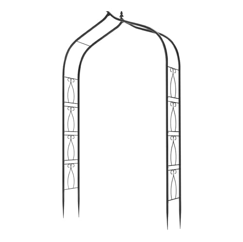 OUSHENG 8FT Tall x 4FT Wide Cathedral Top Metal Garden Arch Arbor Trellis for Climbing Plants Outdoor - Wedding Archway Decor for Backyard, Lawn, Patio & Ceremony