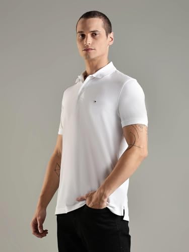 Image of Tommy Hilfiger Solid Regular Fit Cotton Polo T-Shirt