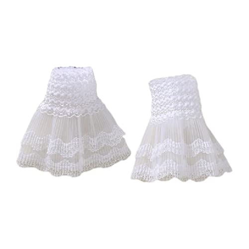 Weiße falsche Armmanschetten für Frauen Plissierte Handgelenkmanschette zweilagige falsche Ärmel aus Spitze Abnehmbarer Pullover dekorative Ärmel Damen-Spitzenmanschetten Herbst Winter Cover