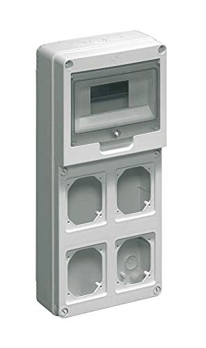 elettrocanali Quadro Industriale Stagno Ip65 Grigio 8 Moduli per 4 Prese Ec69023